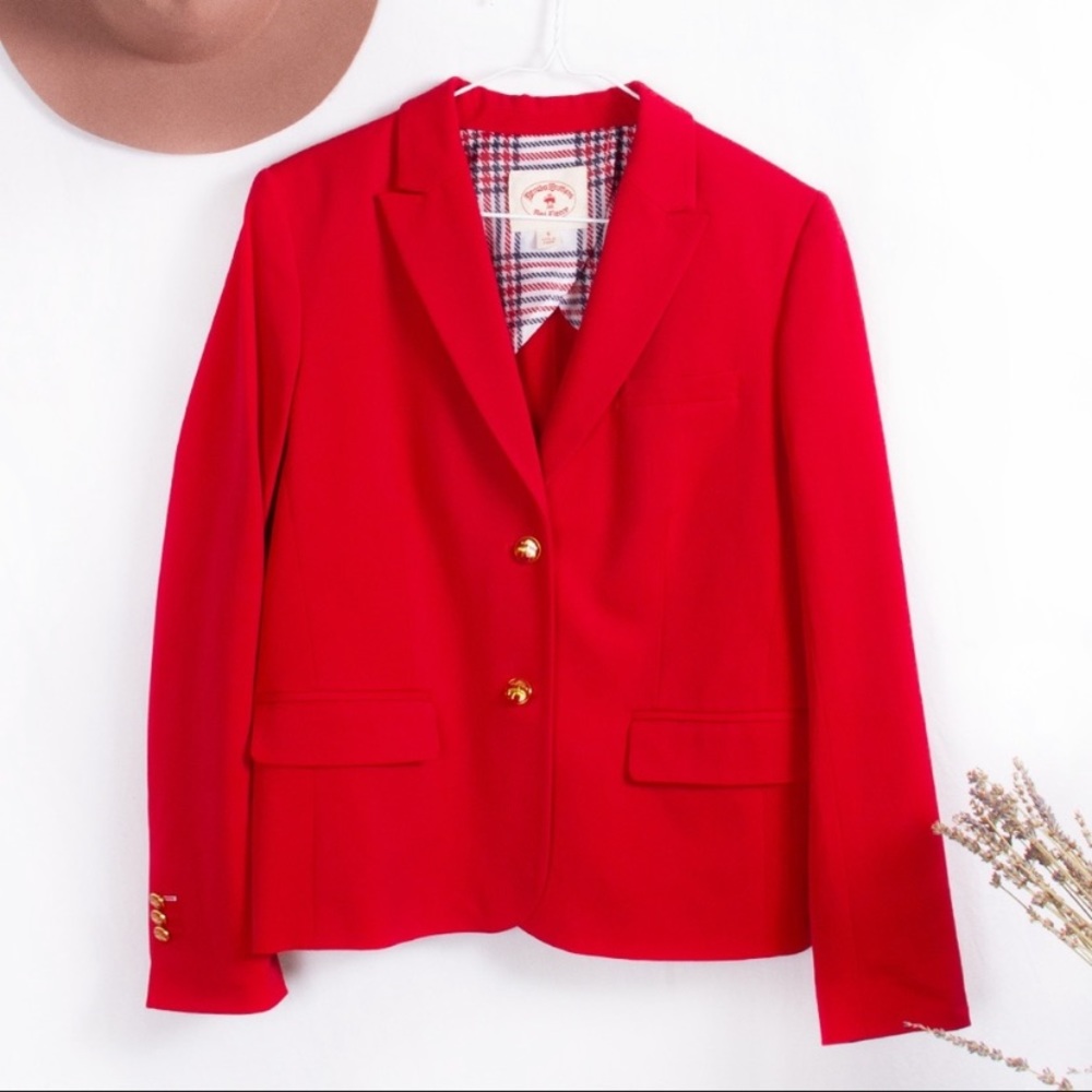 Brooks Brothers Vintage RED FLEECE Women’s Gold Button Blazer